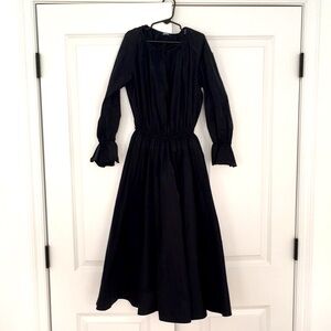 Jil Sander black taffeta midi dress